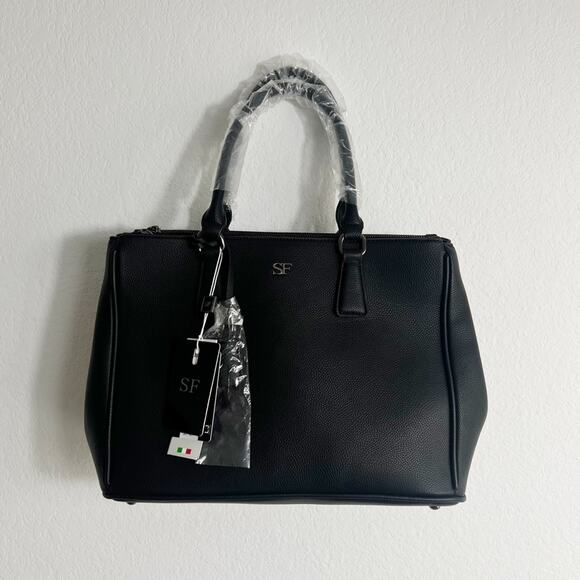 ITALIAN FASHION BAG MEDIUM BLACK PURSE BRAND NEW WITH TAGS - Picture 2 of 6